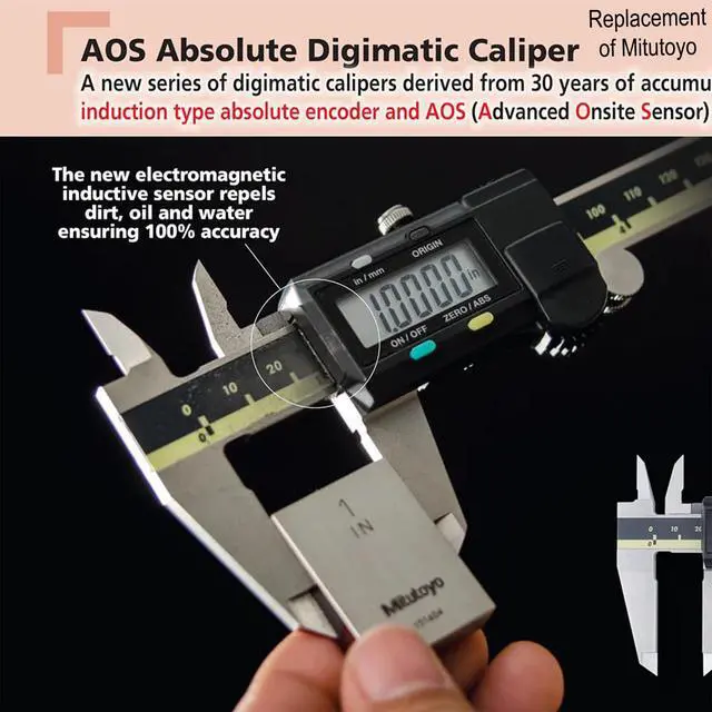 Alt view image 4 of 5 - Mittuttoyo 500-196-30 Digimatic Caliper 6" (150mm) AOS Encoder Stainless Steel Electronic Vernier Caliper with.0005"/0.01mm Resolution for Accurate Measurement