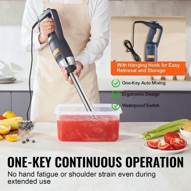 Alt view image 4 of 6 - Commercial Immersion Blender, 350W Heavy Duty Hand Mixer, 16 inch Stepless Variable Speed Mixer with Stainless Steel Blade, Multi-Purpose Portable Mixer for Soup, Sauces, Mashed Potatoes, Cream