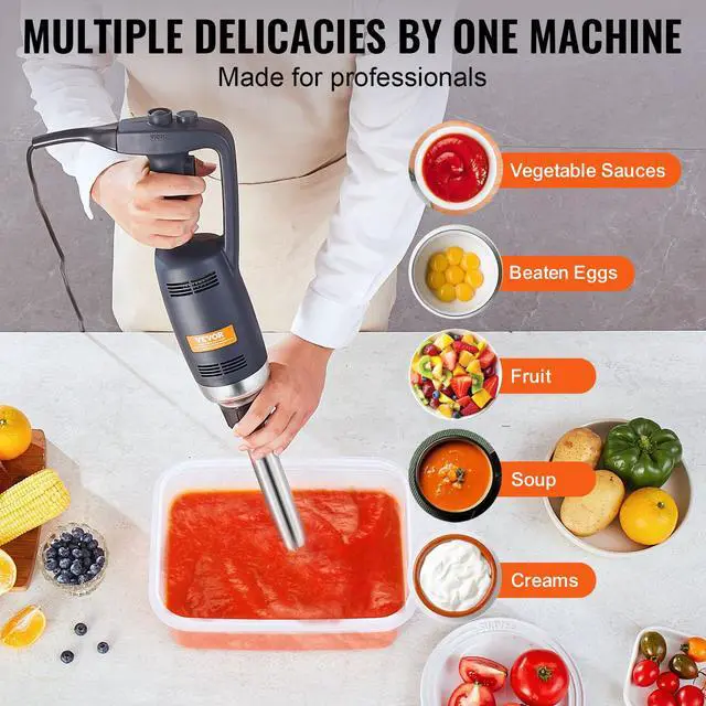 Alt view image 6 of 6 - Commercial Immersion Blender, 350W Heavy Duty Hand Mixer, 16 inch Stepless Variable Speed Mixer with Stainless Steel Blade, Multi-Purpose Portable Mixer for Soup, Sauces, Mashed Potatoes, Cream