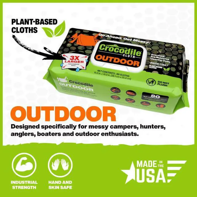 Alt view image 3 of 6 - Outdoor Cleaning Wipes, Plant-Based Multi-Surface Wipes, Pre-Moistened, Aloe & Vitamin E, Safe on Skin, 640 Count (8 Packs of 80), 15 x 10 Inch