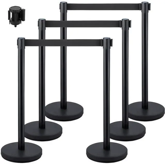 Main image of Crowd Control Stanchions, 6-Pack Crowd Control Barriers with 3PCS 6.5FT Retractable Belts, Stanchion Posts Queue Pole for Crowd Control Barriers, Easy Assembly