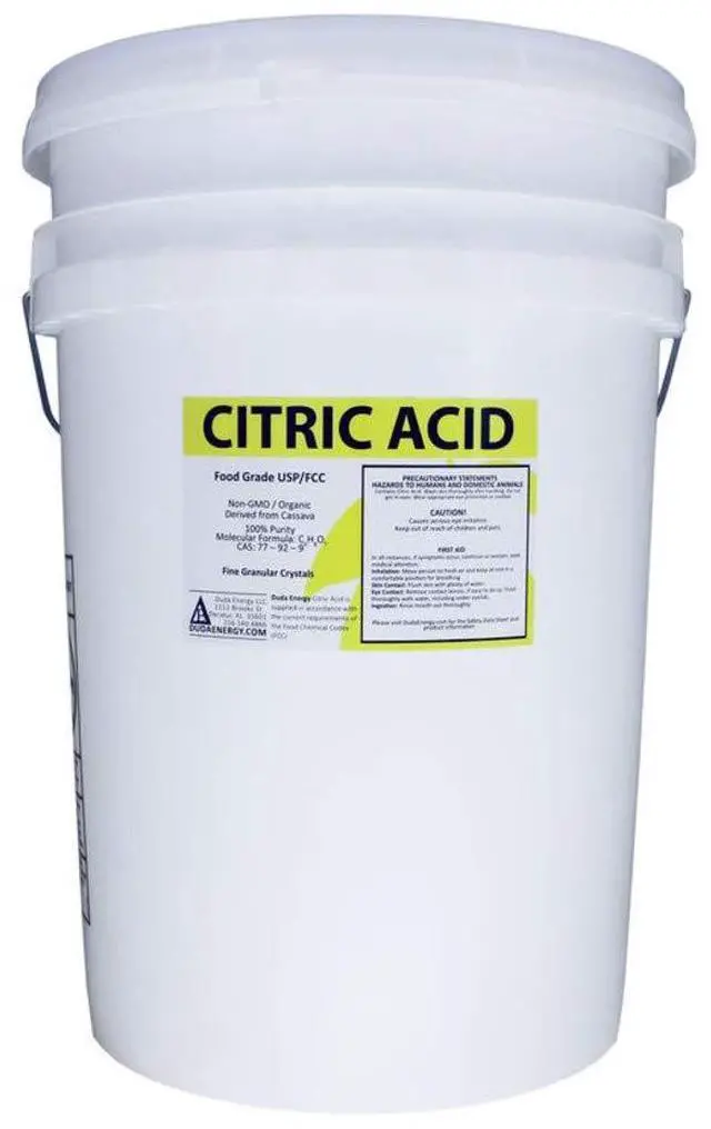 Main image of ca50 50 lb. Pail of Non-GMO Organic Citric Acid, Food Grade FCC/USP, Anhydrous, Pure Fine Granular