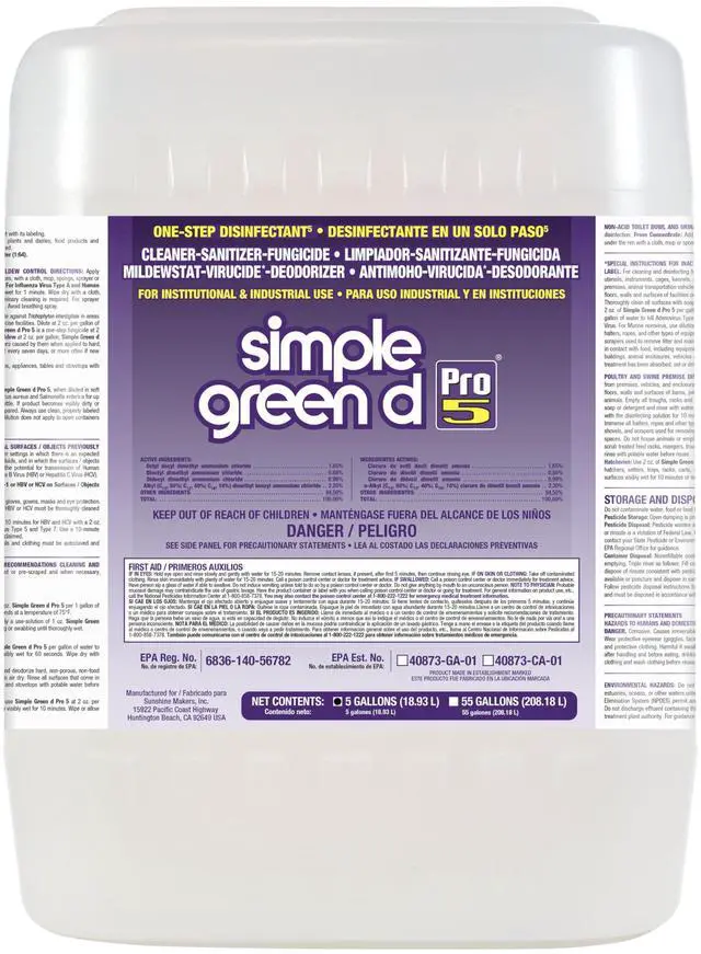 Main image of 30505 d Pro 5 One-Step Disinfectant, 5 Gallon Pail