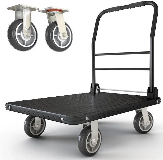 Main image of 2200 lbs. Capacity Foldable Push Cart Dolly | Moving Platform Hand Truck | Heavy Duty Space Saving Collapsible | Swivel Flat Bed Wagon - Furniture Luggage Lifting