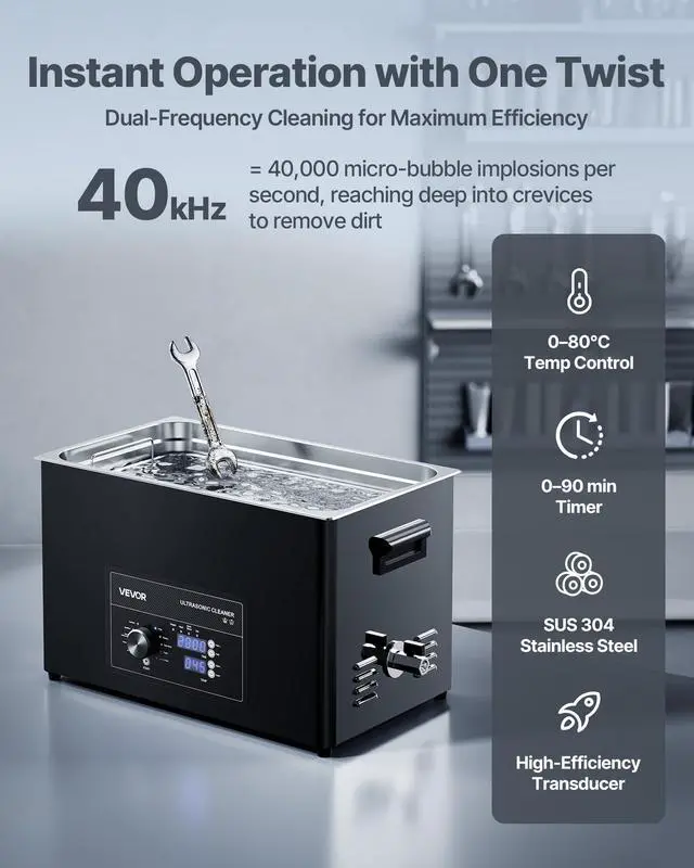Alt view image 2 of 6 - 30L Ultrasonic Cleaner, Professional Ultrasonic Cleaner Machine with Knob Control, Stainless Steel Cleaning Machine with Basket and Cleaning Ball, for Watches, Razors, Jewelry, Coins and More