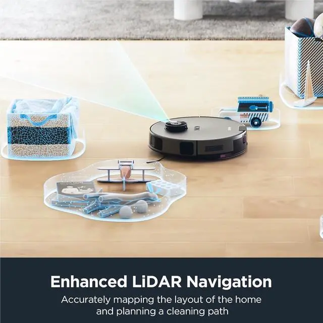 Alt view image 5 of 6 - Robot Vacuum with Bagless Self Emptying Station, Robotic Vacuum Cleaner, 45-Day Capacity, 3000Pa Suction, LiDAR Navigation, NER E10s BK