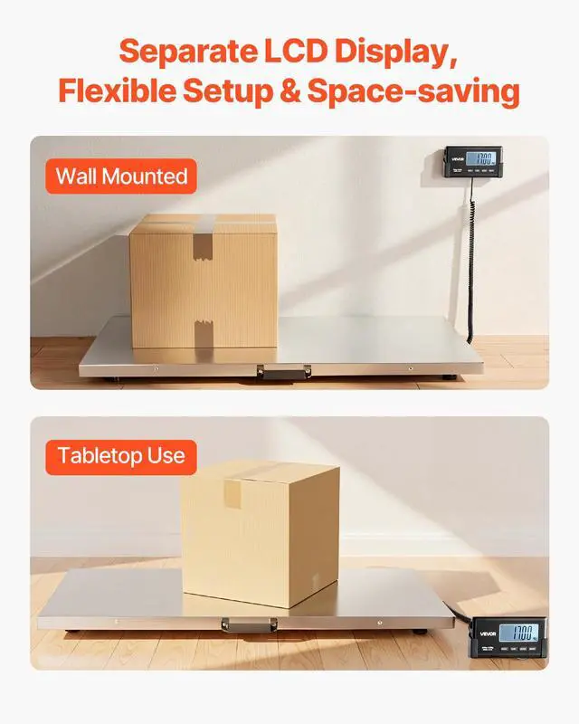 Alt view image 4 of 6 - Digital Shipping Scale, 0.1 lbs High Accuracy, 660 lbs Postal Scale with LCD Display, Hold/Tare Function & AC/DC Power Supply, Fit for Packages, Postage, Luggage, Battery & Adapter Included