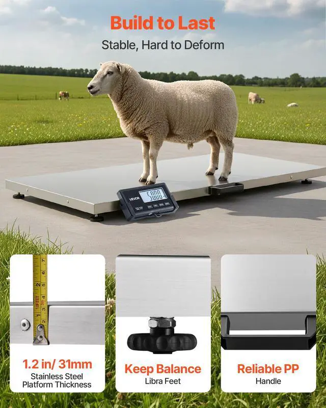 Alt view image 5 of 6 - Digital Shipping Scale, 0.1 lbs High Accuracy, 660 lbs Postal Scale with LCD Display, Hold/Tare Function & AC/DC Power Supply, Fit for Packages, Postage, Luggage, Battery & Adapter Included