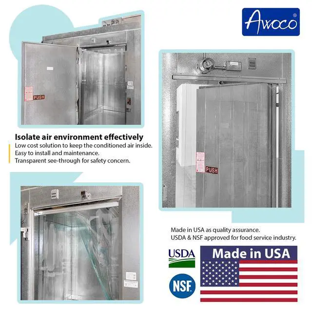 Alt view image 4 of 5 - 64" x 90" Vinyl Strip Climate Control Curtain Kit, Slide-in Strips Perfect for Freezers, Coolers and Warehouse Doors NSF Approved Made in USA
