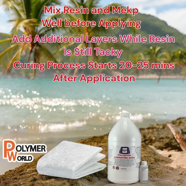 Alt view image 4 of 6 - Polyester Resin 2 Gallons with 1708x50x10 Yard Biaxial Cloth, Fiberglass Kits for Boats, Automobiles, Surfboard, RV, Canoes, Jetski, Watercraft with MEKP