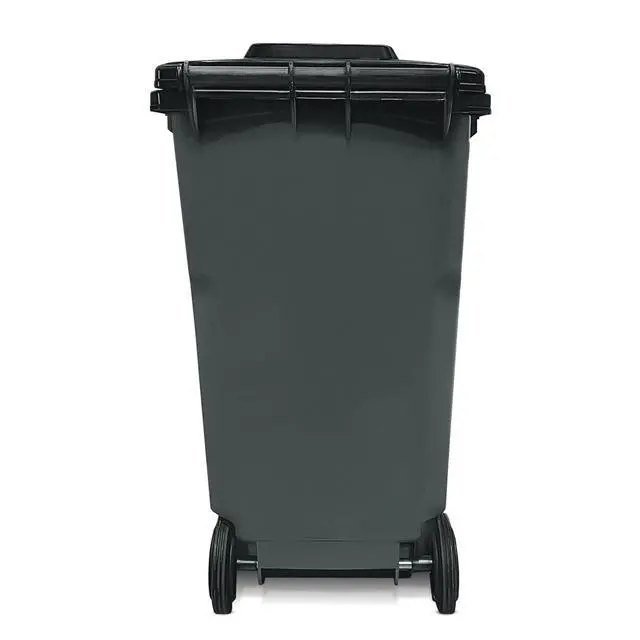 Alt view image 6 of 6 - 65 Gallon Rollout Trash Can with Lid, Commercial Heavy-Duty Wheeled Outdoor Garbage Can, Gray
