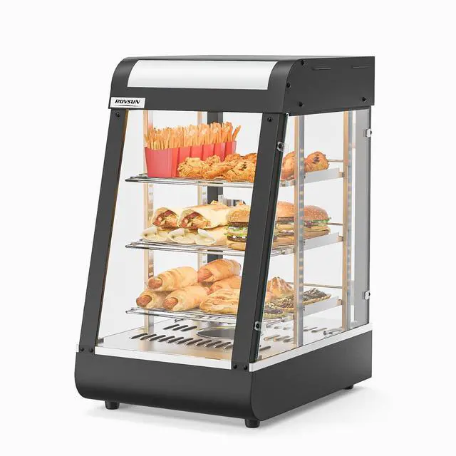 Main image of 15" Commercial Food Warmer Display Pizza Warmer, 3-Tier Electric Countertop Food Warmer w/LED Lighting Adjustable Removable Shelves Glass Door, Pretzel Warmer for Buffet Restaurant, 1000W