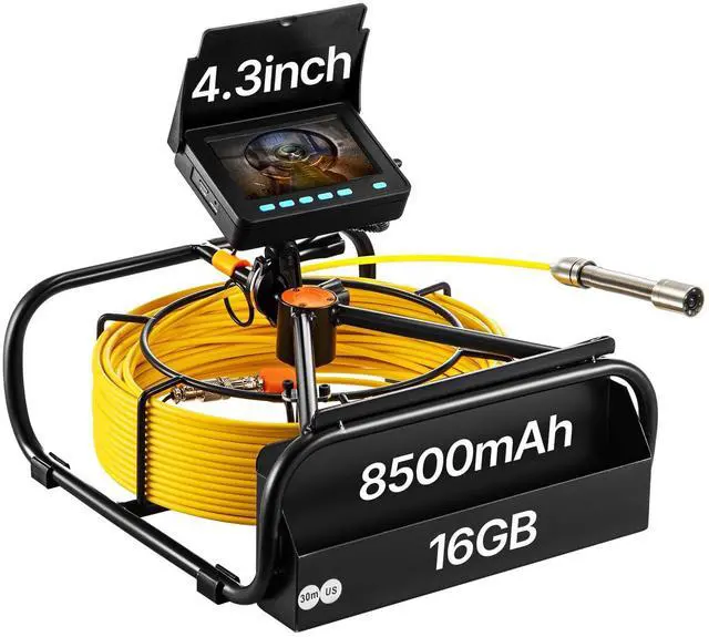 Main image of Sewer Camera, 98.4 ft/30 m, 4.3" Pipe Drain Inspection Camera with DVR Function and LED Lights, Waterproof IP68 Borescope, Industrial Endoscope for Home Wall Duct Drain Pipe Plumbing