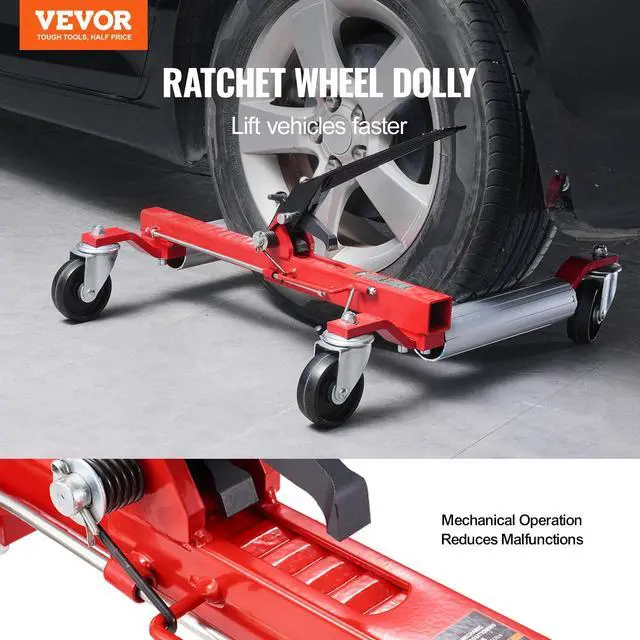 Alt view image 2 of 6 - Wheel Dolly, Max Capacity 1500 Lbs Car Dolly, Car Jack Dolly Lifter with Wheels, Heavy Duty Vehicle Positioning Ratchet Tire Jack, for Vehicle Car Auto Repair Moving