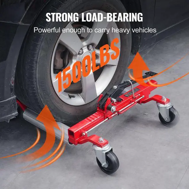 Alt view image 3 of 6 - Wheel Dolly, Max Capacity 1500 Lbs Car Dolly, Car Jack Dolly Lifter with Wheels, Heavy Duty Vehicle Positioning Ratchet Tire Jack, for Vehicle Car Auto Repair Moving