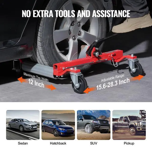 Alt view image 4 of 6 - Wheel Dolly, Max Capacity 1500 Lbs Car Dolly, Car Jack Dolly Lifter with Wheels, Heavy Duty Vehicle Positioning Ratchet Tire Jack, for Vehicle Car Auto Repair Moving