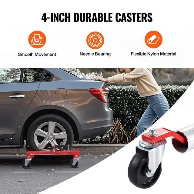 Alt view image 5 of 6 - Wheel Dolly, Max Capacity 1500 Lbs Car Dolly, Car Jack Dolly Lifter with Wheels, Heavy Duty Vehicle Positioning Ratchet Tire Jack, for Vehicle Car Auto Repair Moving