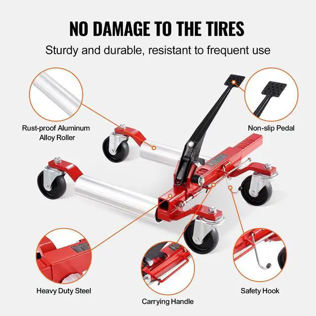 Alt view image 6 of 6 - Wheel Dolly, Max Capacity 1500 Lbs Car Dolly, Car Jack Dolly Lifter with Wheels, Heavy Duty Vehicle Positioning Ratchet Tire Jack, for Vehicle Car Auto Repair Moving