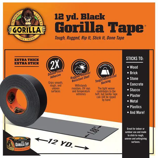 Alt view image 3 of 6 - Black Duct Tape, 1.88" x 12 yd, Black, (Bulk Pack of 18)