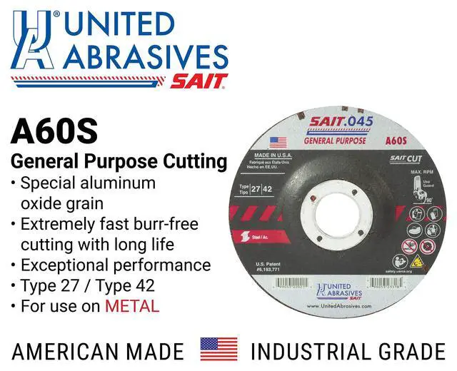 Alt view image 3 of 6 - SAIT 22053 A60S General Purpose Cut-Off Wheels (Type 27/Type 42 Depressed Center) 7" x.045" x 7/8", 50-Pack