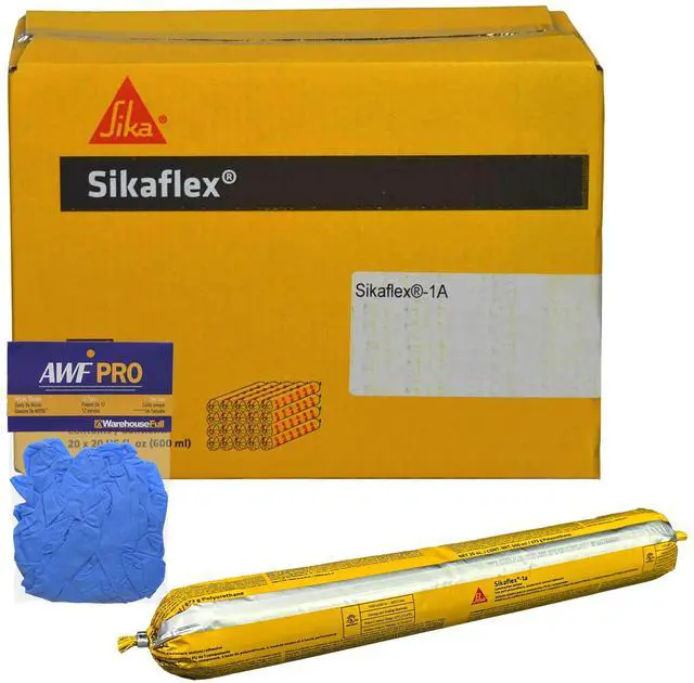 Main image of Sikaflex 1a 20 oz Sausage with Gloves White, Pack of 20 Non Sag, Polyurethane Concrete and Masonry Joint Sealant for Vertical and Horizontal Joints