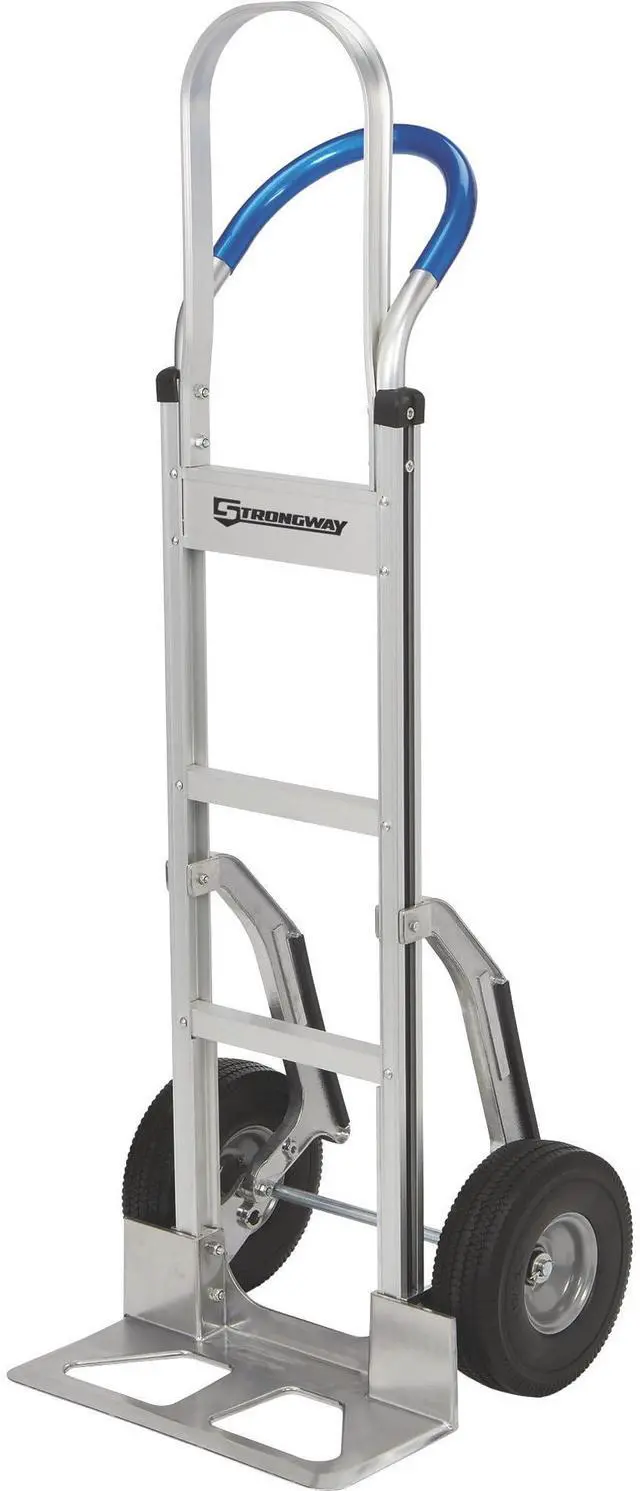 Main image of Continuous Handle Aluminum Hand Truck/Stair Skid Moving Dolly - 660-Lb. Capacity, 18in. Wide Toe Plate, 10in. Polyurethane Wheels, 54in. High