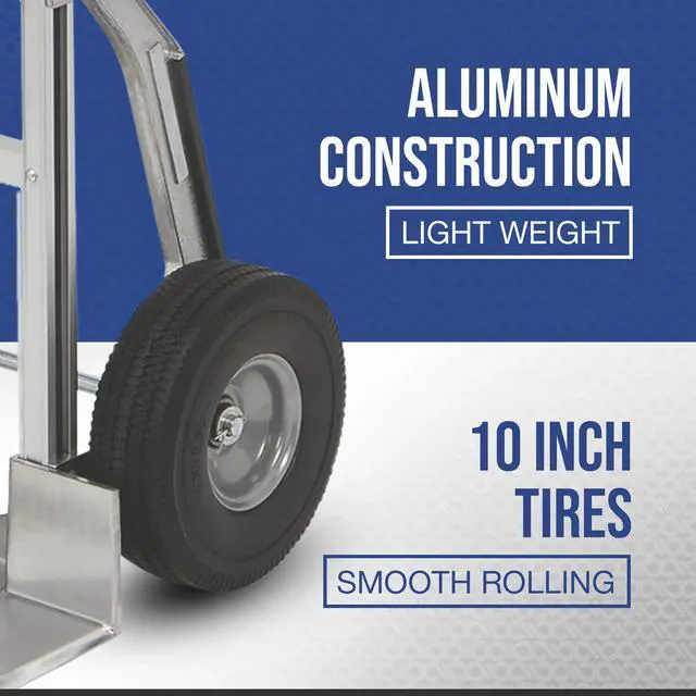 Alt view image 4 of 6 - Continuous Handle Aluminum Hand Truck/Stair Skid Moving Dolly - 660-Lb. Capacity, 18in. Wide Toe Plate, 10in. Polyurethane Wheels, 54in. High