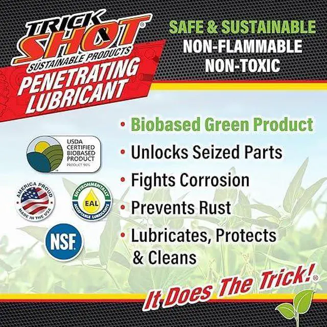 Alt view image 2 of 6 - Trick Shot - 3-in-1 Penetrating Lubricant Oil - Biobased Food Grade Industrial Oil for Parts, Rust & Corrosion Remover, Anti-Seize Lubricant Protects Metal Surfaces, Degreases & Cleans - 16 oz, 12-Pk