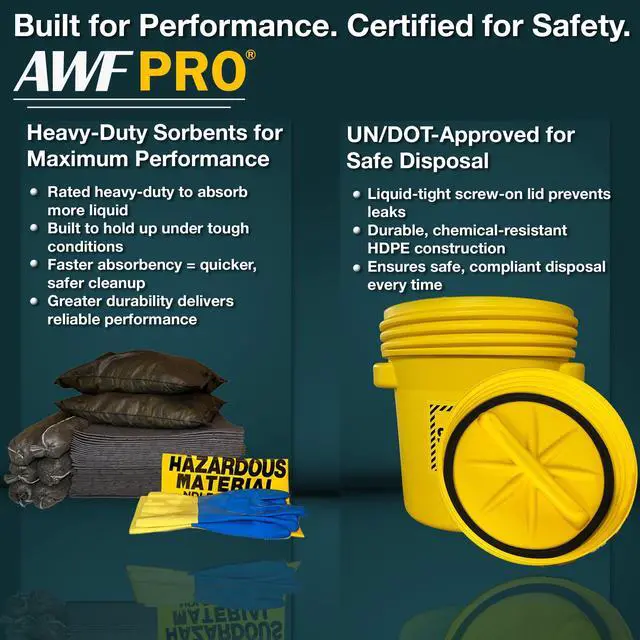 Alt view image 2 of 6 - 20 Gallon Universal Spill Kit, 59 Pieces 20 gal DOT Approved Drum, Socks, Pads & Pillows, & Accessories