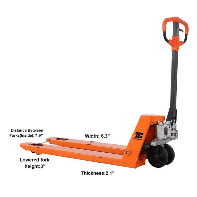 Alt view image 3 of 6 - Tory Carrier Pallet Jack Truck 5500 lbs Capacity, 21" x 48" Forks, Heavy Duty Manual Pallet Truck for Narrow Aisles Warehouse, Workshops