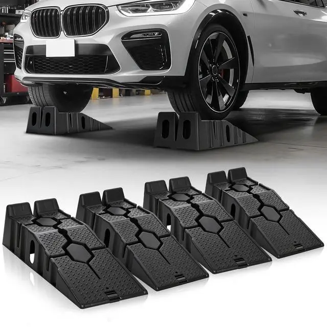 Main image of Car Ramps for Oil Changes and Lift, 4Pcs 5T (10,000 lbs) GVW Capacity (2500 lbs per Ramp), Portable Ramps with Anti Slip Grooves for Home Garage Maintenance, Vehicle Ramps for Auto Repair