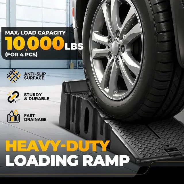Alt view image 2 of 6 - Car Ramps for Oil Changes and Lift, 4Pcs 5T (10,000 lbs) GVW Capacity (2500 lbs per Ramp), Portable Ramps with Anti Slip Grooves for Home Garage Maintenance, Vehicle Ramps for Auto Repair