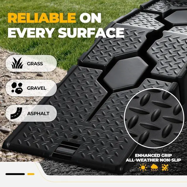 Alt view image 6 of 6 - Car Ramps for Oil Changes and Lift, 4Pcs 5T (10,000 lbs) GVW Capacity (2500 lbs per Ramp), Portable Ramps with Anti Slip Grooves for Home Garage Maintenance, Vehicle Ramps for Auto Repair
