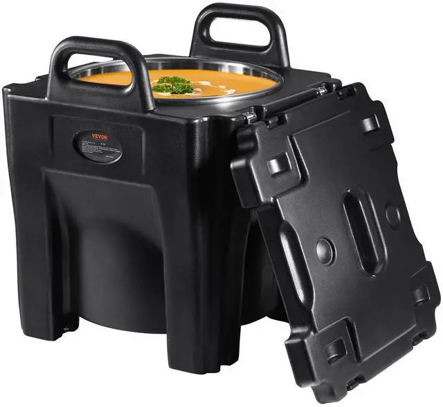 Main image of Insulated Food Carrier, 32Qt Capacity Stackable Hot Box for Catering w/Stainless Steel Barrel, Top Load LLDPE Food Warmer w/Stationary Base, for Restaurant Canteen, Black