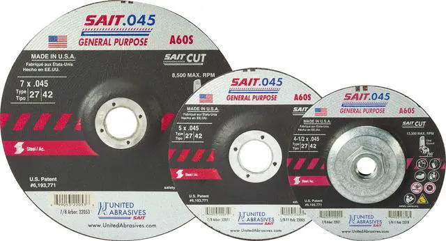 Alt view image 2 of 6 - SAIT 22071 A60S General Purpose Cut-Off Wheels (Type 27/Type 42 Depressed Center) 5" x.045" x 7/8", 50-Pack