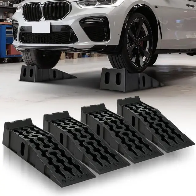 Main image of Car Ramps for Oil Changes and Lift, 4Pcs 14.4T (28,800 lbs) GVW Capacity, Portable Car Service Ramps with Anti Slip Grooves for Home Garage Maintenance, Vehicle Ramps for Auto Repair