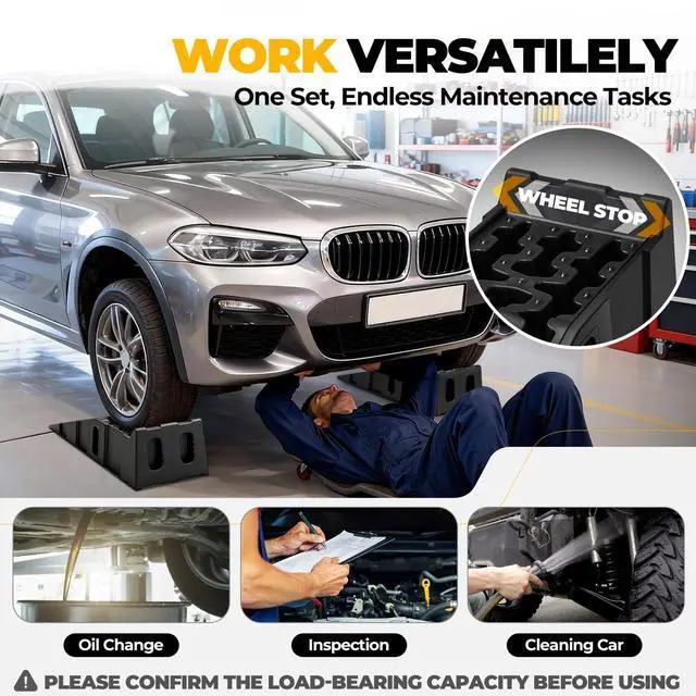 Alt view image 4 of 6 - Car Ramps for Oil Changes and Lift, 4Pcs 14.4T (28,800 lbs) GVW Capacity, Portable Car Service Ramps with Anti Slip Grooves for Home Garage Maintenance, Vehicle Ramps for Auto Repair