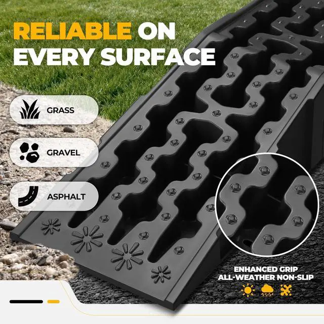 Alt view image 5 of 6 - Car Ramps for Oil Changes and Lift, 4Pcs 14.4T (28,800 lbs) GVW Capacity, Portable Car Service Ramps with Anti Slip Grooves for Home Garage Maintenance, Vehicle Ramps for Auto Repair