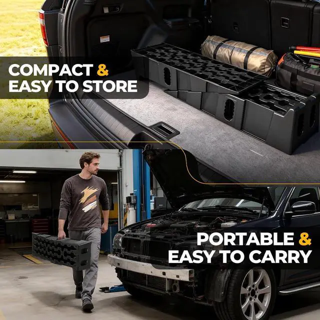 Alt view image 6 of 6 - Car Ramps for Oil Changes and Lift, 4Pcs 14.4T (28,800 lbs) GVW Capacity, Portable Car Service Ramps with Anti Slip Grooves for Home Garage Maintenance, Vehicle Ramps for Auto Repair