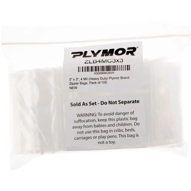 Alt view image 3 of 6 - 3" x 3" (Case of 8,000), 4 Mil Heavy Duty Zipper Reclosable Plastic Bags