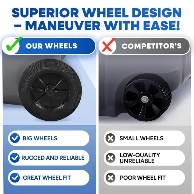Alt view image 2 of 6 - 27 Gallon Outdoor Trash Can with Lid and Wheels Small Wheeled Outdoor Garbage Cans Storage Outside Heavy-Duty Rolling Trash Bin for Home Office Commercial Use, Plastic Gray 2 Pack