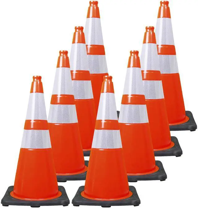 Main image of 28 Inch Performance Cones, 8 Pack, Orange PVC Traffic Safety Cones with 10 lb. Black Base for Construction, Road Parking, MUTCD Approved, Highly Reflective Bands, Structurally Stable, Wearproof