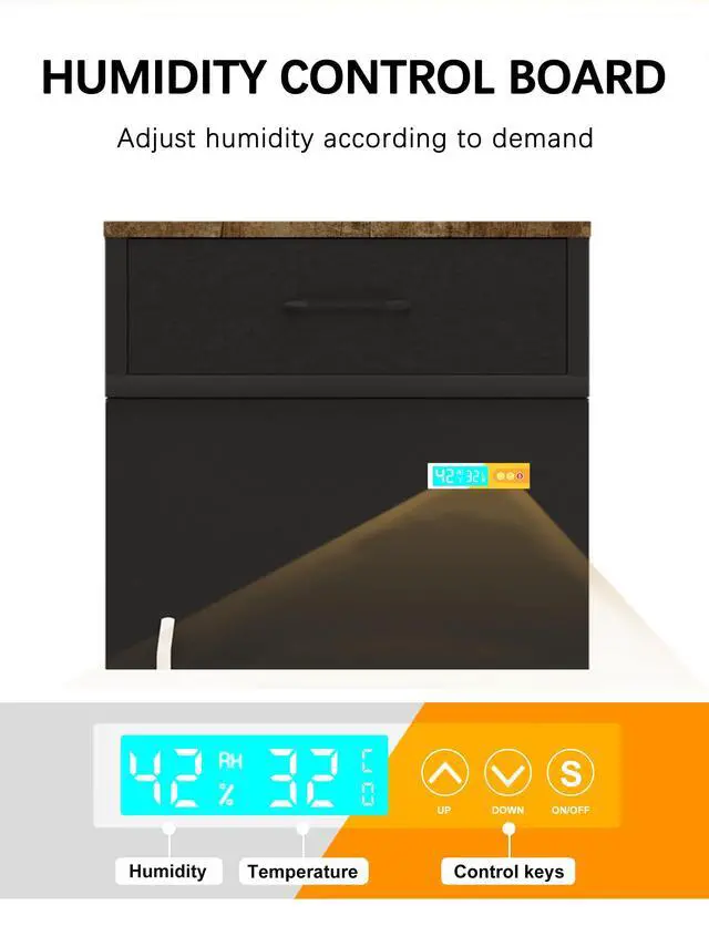 Alt view image 3 of 6 - 3D Printer Stand for P1S Filament Storage Moisture-Proof,25% RH Control 40 Rolls Filament Dehumidification Cabinet 3D Printing Sealing and Protection for PLA/ABS/TPU/Nylon (Black)