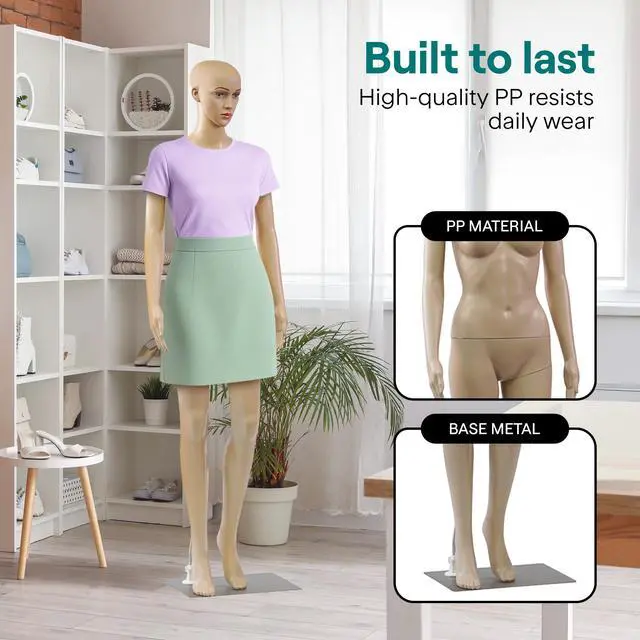 Alt view image 3 of 6 - 68.9" Tall Full-Body Female Mannequin with Adjustable Head, Flexible Limbs and Detachable Design, Perfect for Clothing Stores, Boutiques, Exhibitions and More