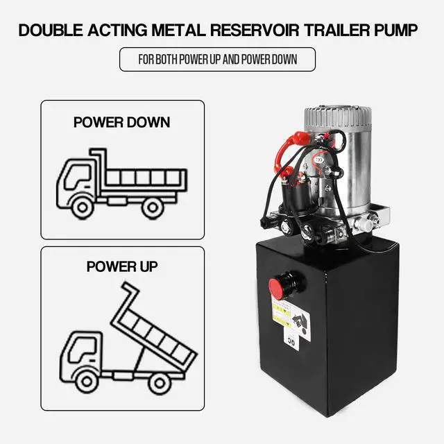 Alt view image 4 of 6 - 8 Quart Hydraulic Power Unit,2 Gallon Double Acting Hydraulic Pump, 3200 PSI 12V DC Metal Reservoir Hydraulic Pump Unit for Dump Trailer Car Lifting Platforms