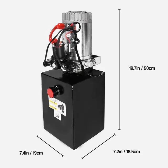 Alt view image 5 of 6 - 8 Quart Hydraulic Power Unit,2 Gallon Double Acting Hydraulic Pump, 3200 PSI 12V DC Metal Reservoir Hydraulic Pump Unit for Dump Trailer Car Lifting Platforms