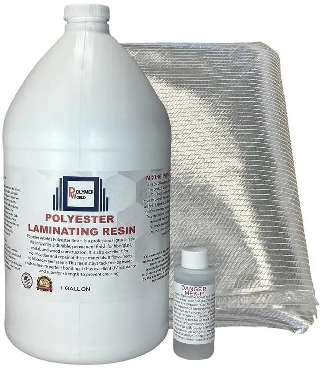 Main image of Polyester Resin with 1708x38x10 Yard Biaxial Cloth, Fiberglass Repair Kits for Boats, Automotive, RV Canoes, Jetski, Snowmobiles, with MEKP