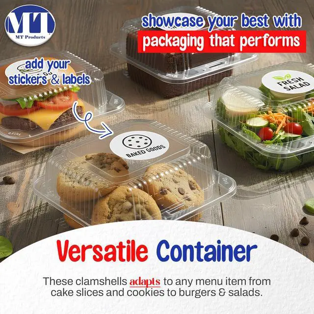 Alt view image 3 of 6 - Cake Slice Container 5.25" x 5.63" x 3.17" - Clear Square Plastic Containers for Food - Disposable Dessert Containers - Deep Sandwich Containers (500 Pieces) - Made in the USA