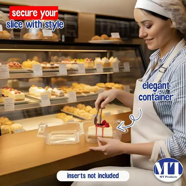 Alt view image 5 of 6 - Cake Slice Container 5.25" x 5.63" x 3.17" - Clear Square Plastic Containers for Food - Disposable Dessert Containers - Deep Sandwich Containers (500 Pieces) - Made in the USA