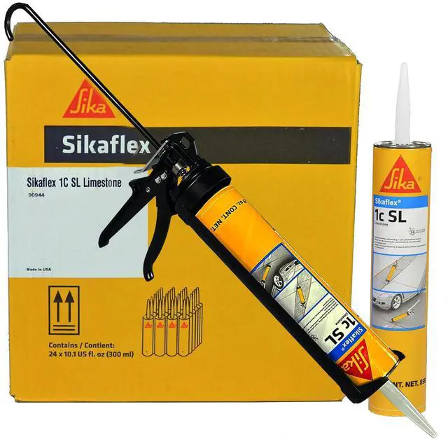 Main image of Sikaflex 1C SL 10 oz Limestone - Concrete Expansion Joint Filler, Self Leveling, Polyurethane Sealant. Pack of 24. 10 oz Applicator Gun Included